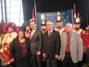 From left to right: Joanne Dallaire LL.D, Pierre Poilievre MP, Mark O'Neil (President and CEO of CMCC), Dr. Peter MacLeod PhD (Pre-Confdederation Historian at Canadian War Museum) 